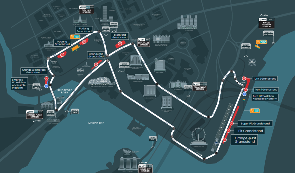 Tracé du Grand Prix de Singapour pour la saison 2023 de F1