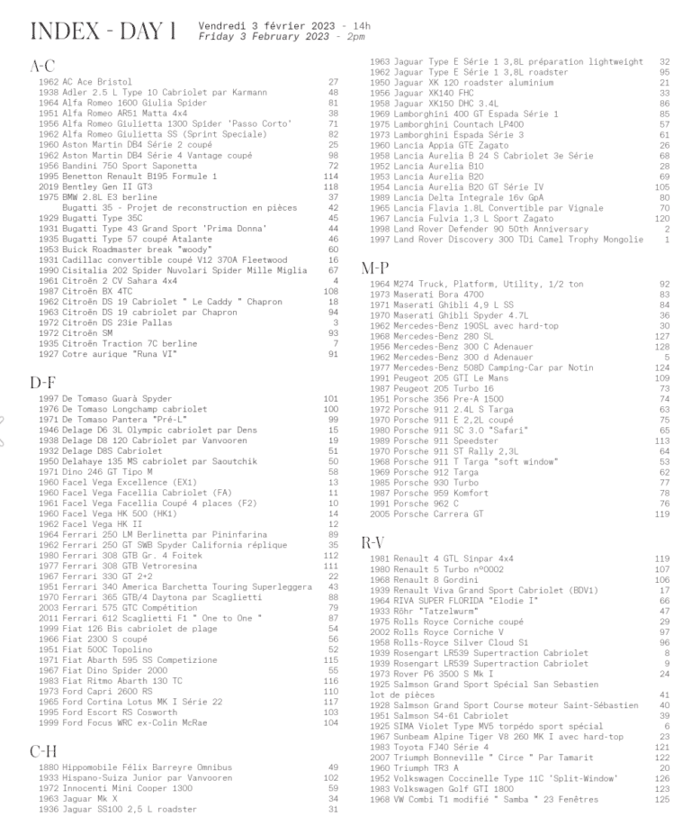 Rétromobile 2023 : la liste des voitures de la vente Artcurial